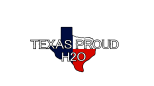 Shape of Texas with Texas Proud H20 text over the shape