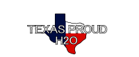 Shape of Texas with Texas Proud H20 text over the shape