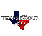 Shape of Texas with Texas Proud H20 text over the shape