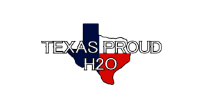 Shape of Texas with Texas Proud H20 text over the shape